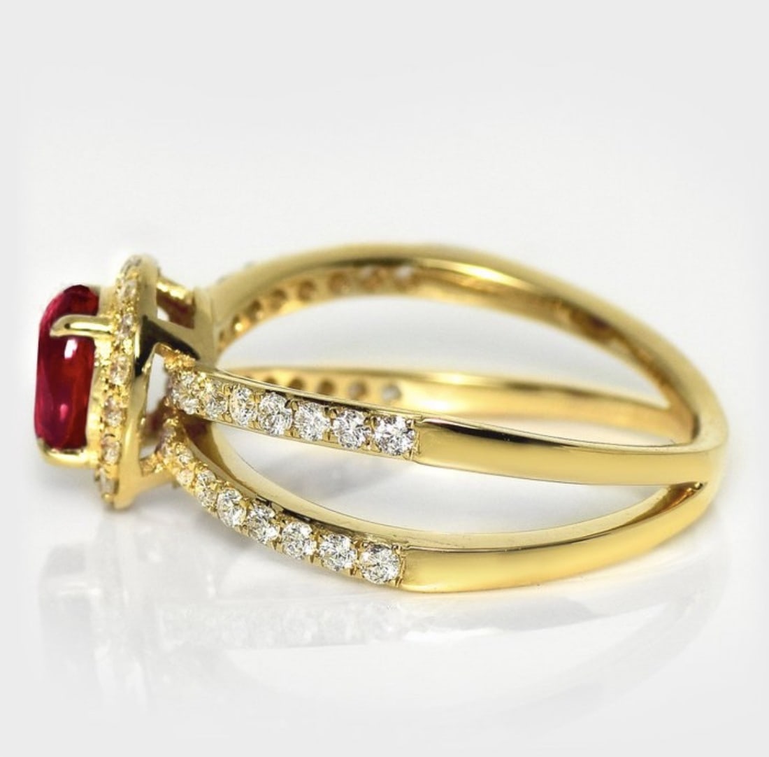 GIA Certified 18k Pigeon Blood Ruby, Diamond Ring - 3