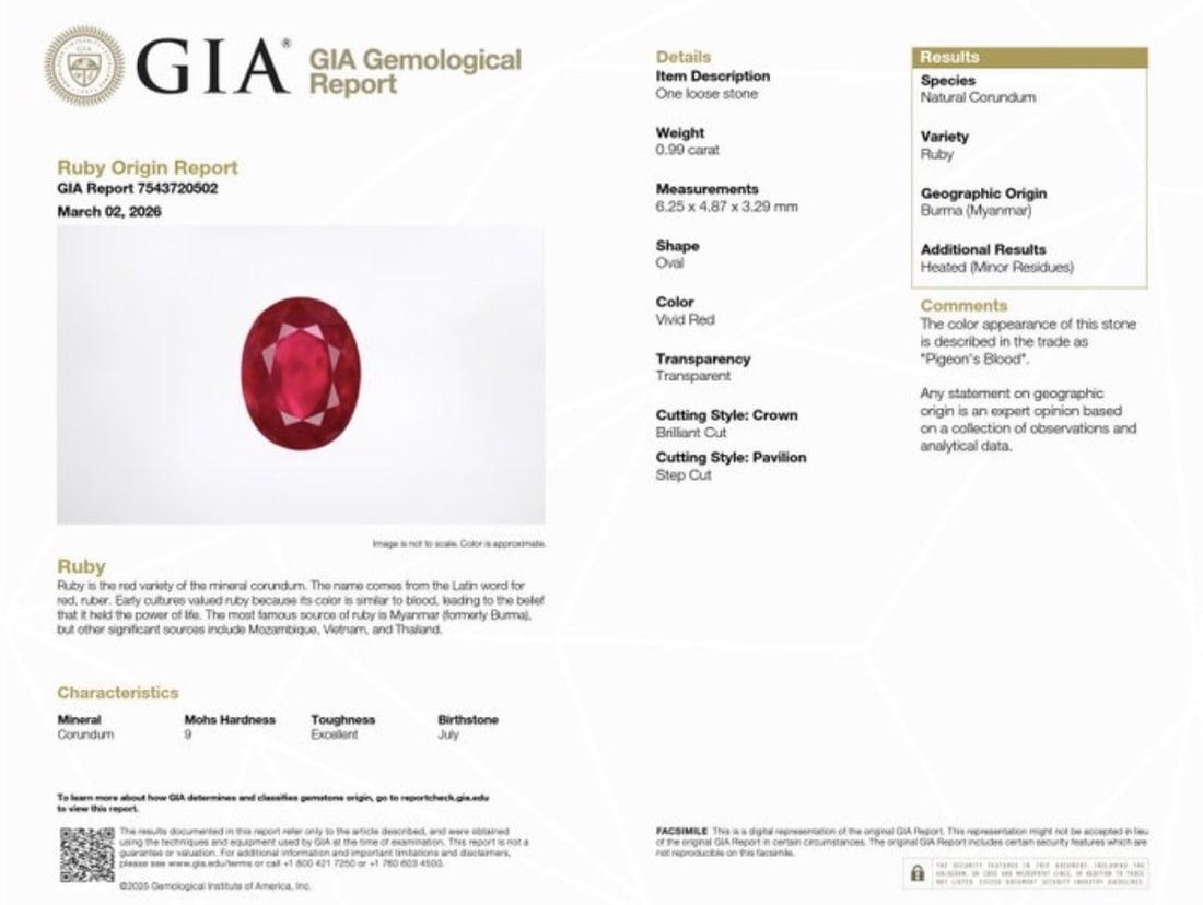 GIA Certified 18k Pigeon Blood Ruby, Diamond Ring - 6