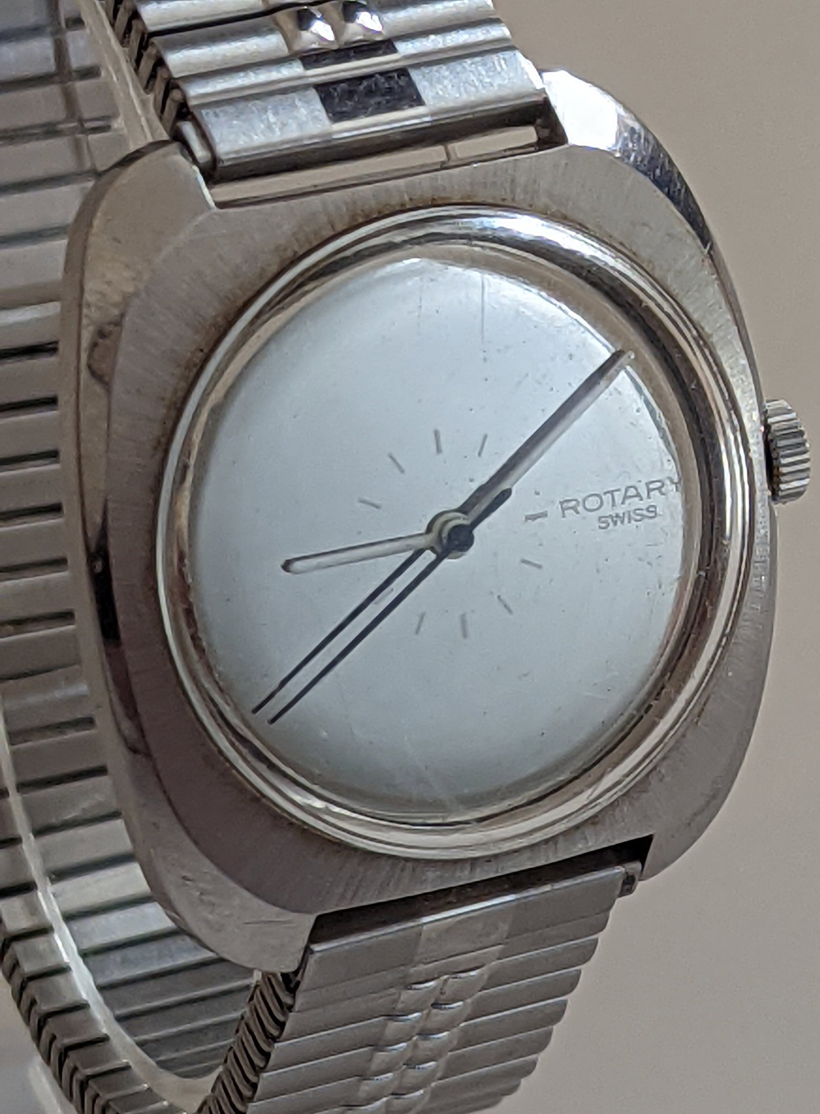 Vintage 1960s Rotary Swiss ""Space Age"" Stainless Steel mechanical Watch - 3
