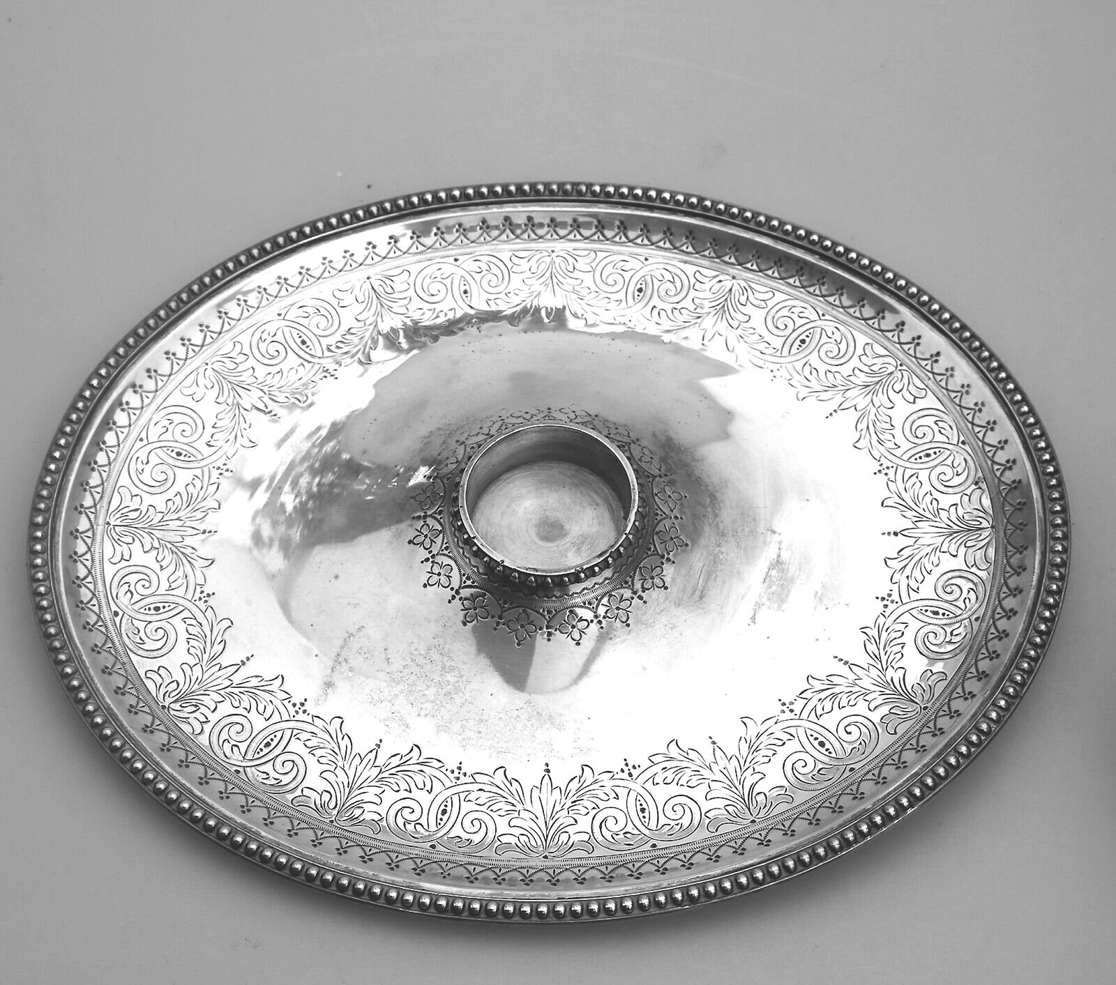 A fine antique English solid silver & cut glass Elkington Tray & Inkstand 312g+ C.1877 - 4