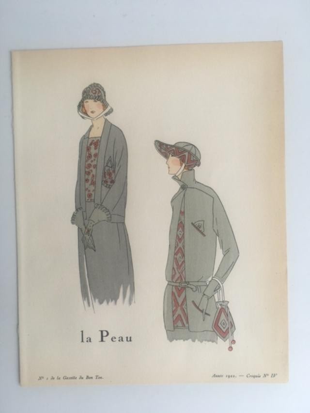 Gazette Bon Du Ton, ‘La Peau’ Pochoir Print, Art Deco, Framed, 1922, France - 3
