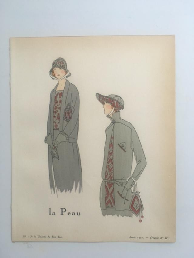 Gazette Bon Du Ton, ‘La Peau’ Pochoir Print, Art Deco, Framed, 1922, France - 9