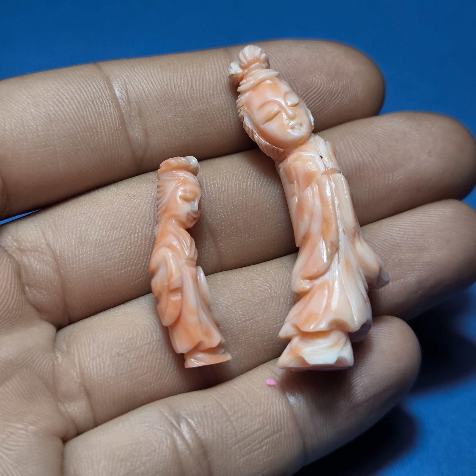 RARE Antique Chinese Hand Carved Coral Guan Kwan Yin Guanyin Figure - 3