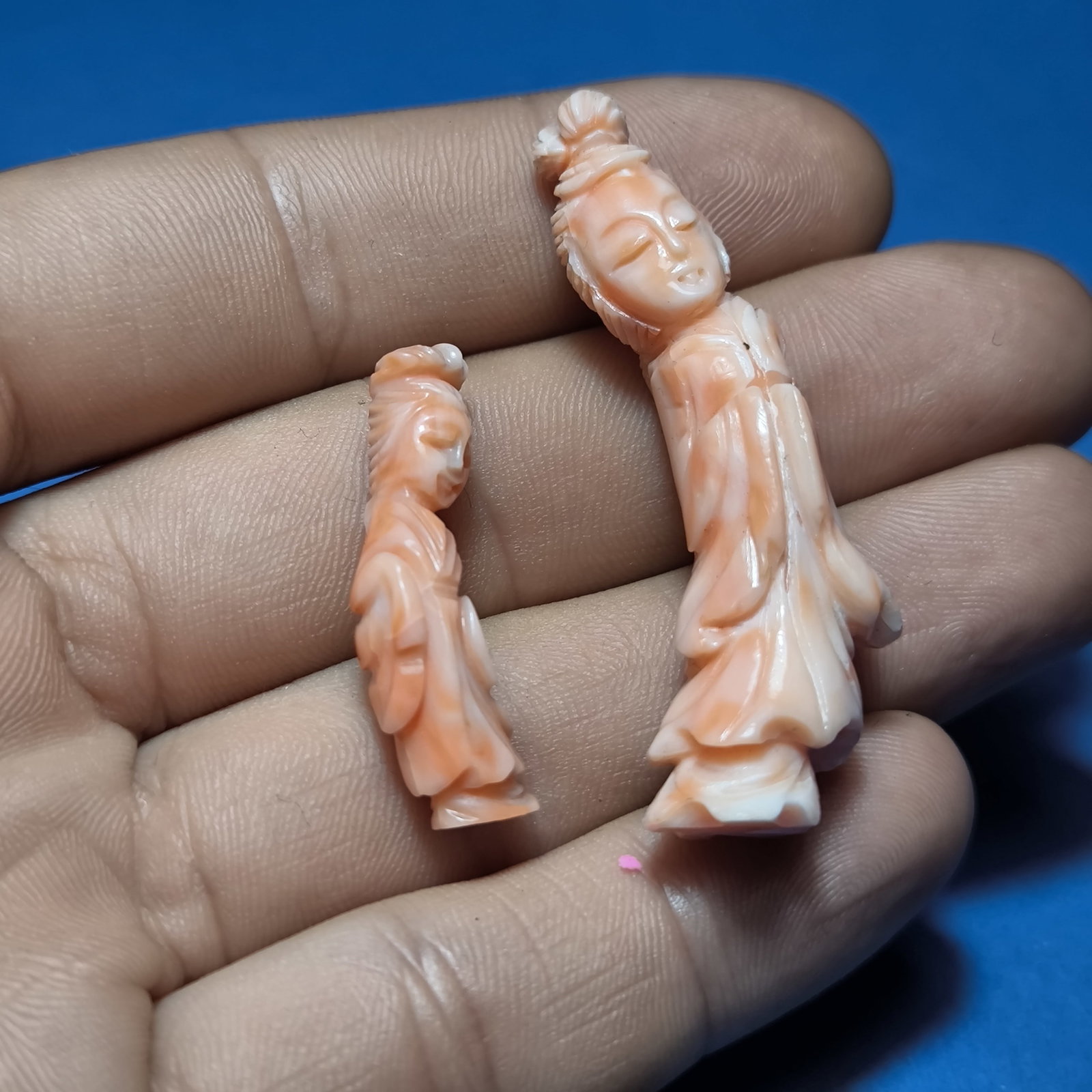 RARE Antique Chinese Hand Carved Coral Guan Kwan Yin Guanyin Figure - 4