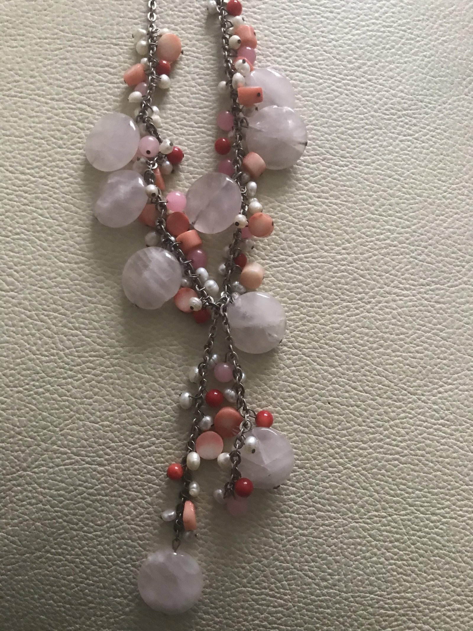 Butler & Wilson Rose Quartz, Pearl and Coral Bead Necklace - 4
