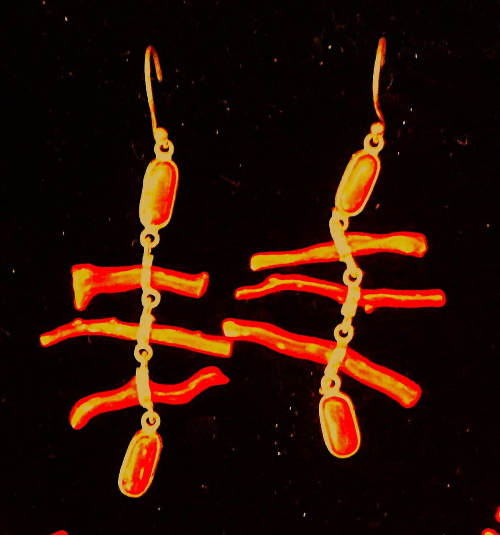 Vintage Mediterranean red coral necklace & earrings set - 3