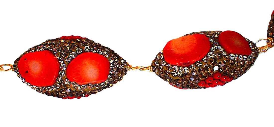 Glamorous red coral necklace & earrings set - 4