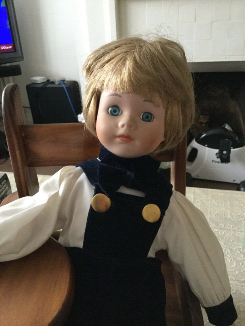 Andrew Schofield Victorian Doll Sitting On A Very Cute Wooden Chair - 6
