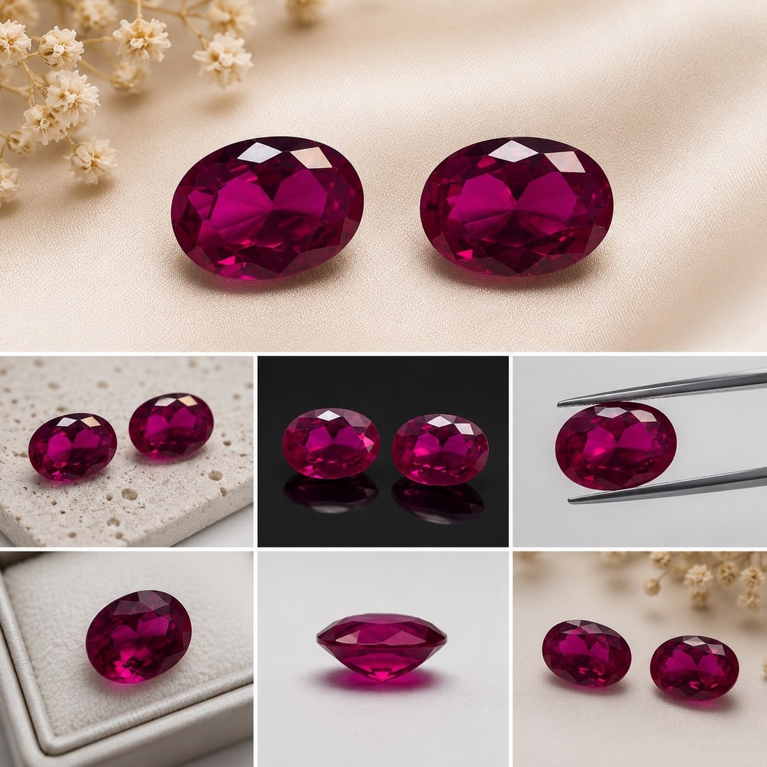 Pair of Ruby Corundum Oval Gemstones 14x10mm 13.30ct Total: Title: Pair of Ruby Corundum Oval Gemstones 14x10mm 13.30ct Total Description: Matching pair of oval-cut Ruby Corundum gemstones featuring a rich deep red color and excellent brilliance. Measuring