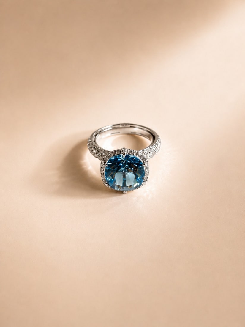 Brazilian Santa Maria Aquamarine Gold Ring - 2