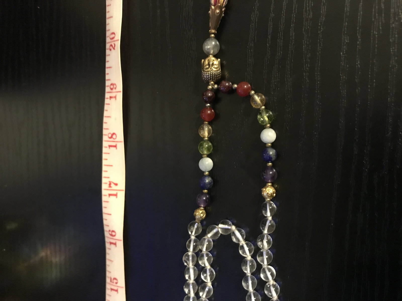 Clear Quartz Long Bead Necklace With Buddha Charm and Tassle - 4