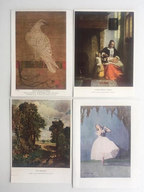 1938 Note Card & 3 Postcards' By The 'Medici Society', Constable Etc, Dedicated.: Title: 1938 Note Card & 3 Postcards' By The 'Medici Society', Constable Etc, Dedicated. Description: 1938 Note card & 3 Postcards' by the 'Medici Society', Constable etc, dedicated.