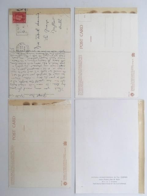 1938 Note Card & 3 Postcards' By The 'Medici Society', Constable Etc, Dedicated. - 2