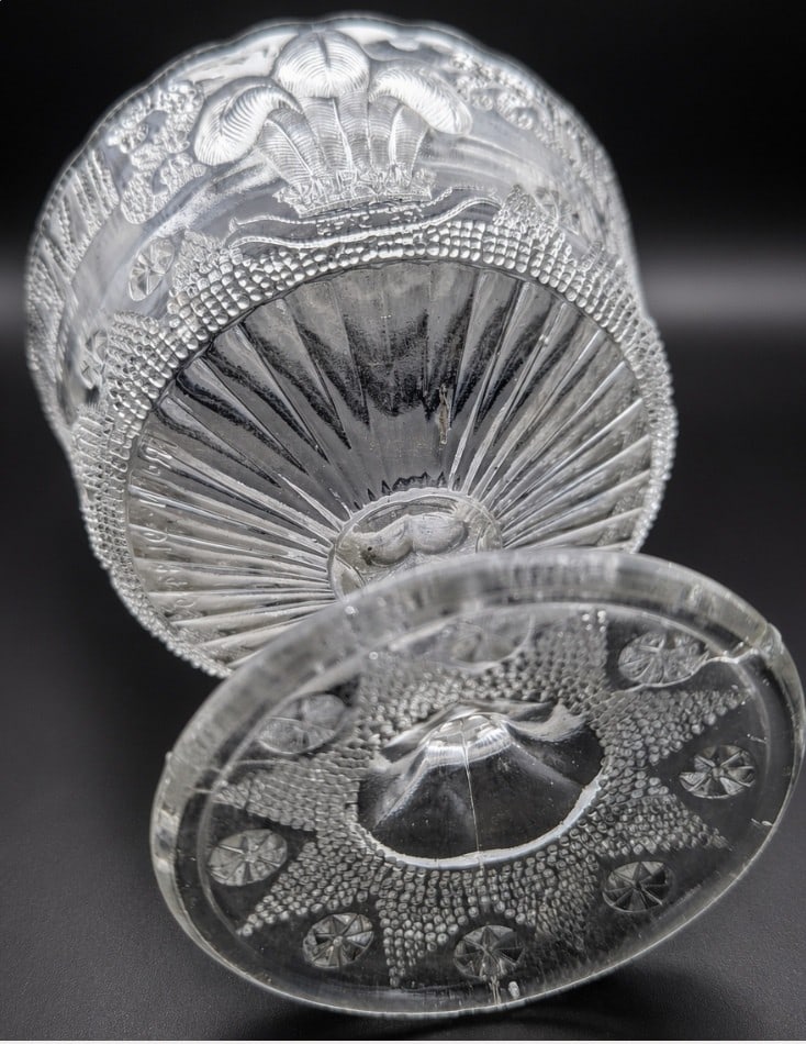 Antique 1888 Edward VII Silver Wedding Pressed Glass Compote Bowl - 3