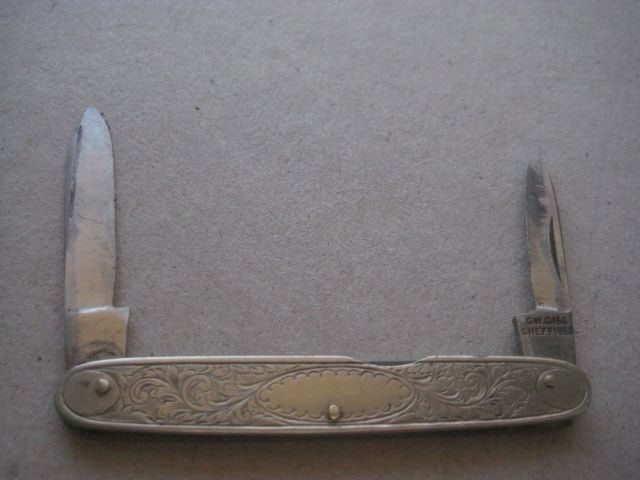 Victorian Silver-Plated Hafted Twin Steel Bladed Folding Fruit Knife, c1900 - 2