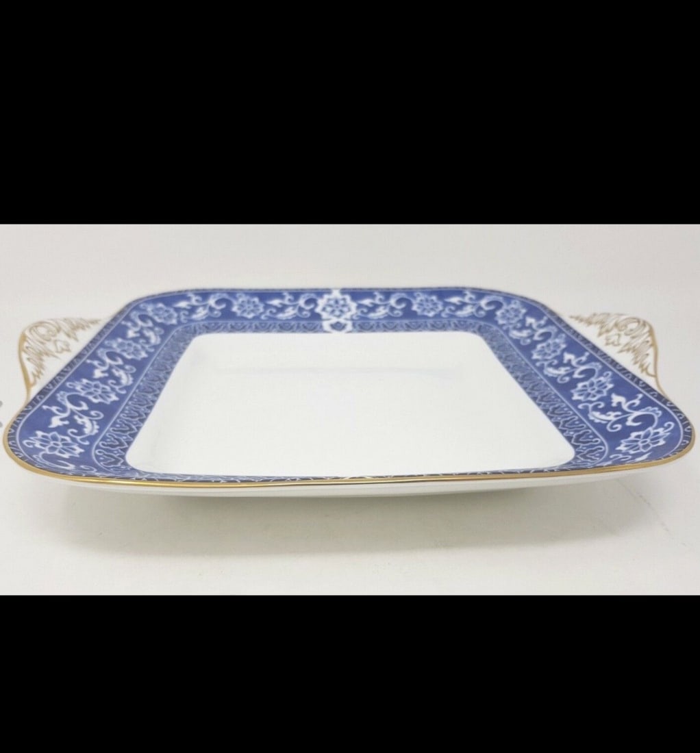 Wedgewood Bokhara Square Cake/Sandwich Plate With Gold Trim - 2