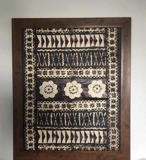 Batik (1970s) Fijian Folk Art, Hand-painted Folk Sample, Cellulose Paper, Unique, Framed (1 of 8)