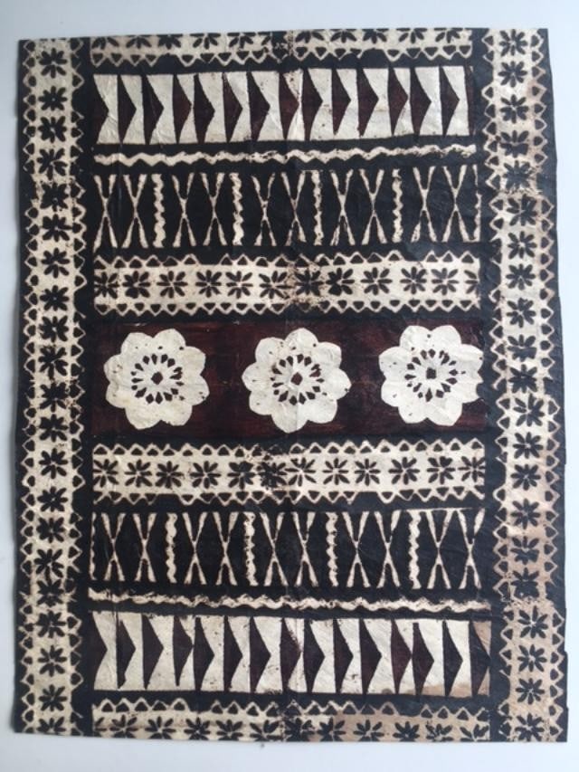 Batik (1970s) Fijian Folk Art, Hand-painted Folk Sample, Cellulose Paper, Unique, Framed - 2