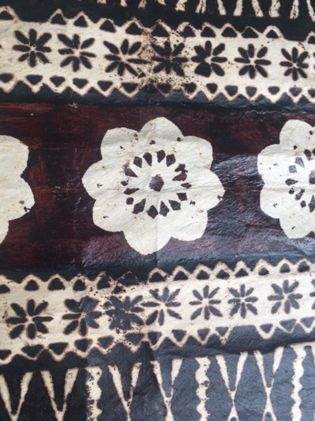 Batik (1970s) Fijian Folk Art, Hand-painted Folk Sample, Cellulose Paper, Unique, Framed - 3
