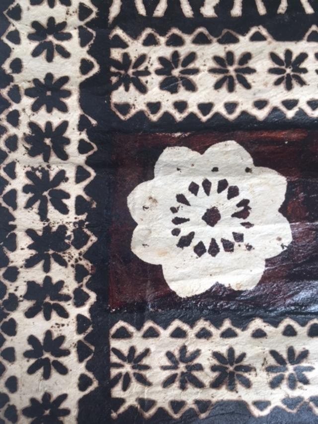 Batik (1970s) Fijian Folk Art, Hand-painted Folk Sample, Cellulose Paper, Unique, Framed - 4