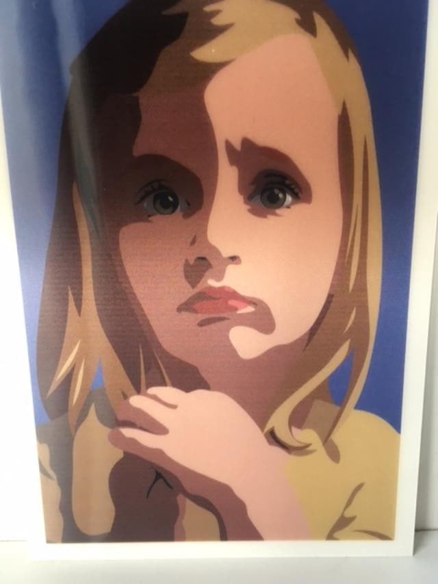 Julian Opie (1958) ‘Sissi Looking Upwards’ 3D Lenticular Moving Image, In Colours, Frame - 3