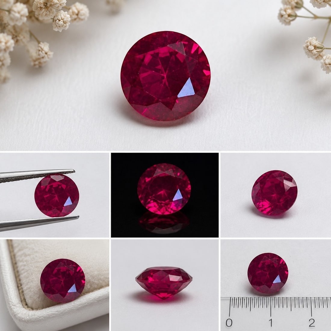 Ruby Corundum Round Cut 10 mm 4.36 Carat Loose Gemstone: Title: Ruby Corundum Round Cut 10 mm 4.36 Carat Loose Gemstone Description: Beautiful round-cut Ruby Corundum loose gemstone featuring a rich red color and excellent brilliance. Precision faceted to