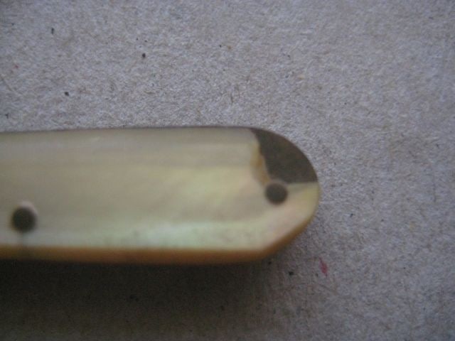 Antique French Mother of Pearl Hafted Twin Bladed Penknife, c1900 - 6