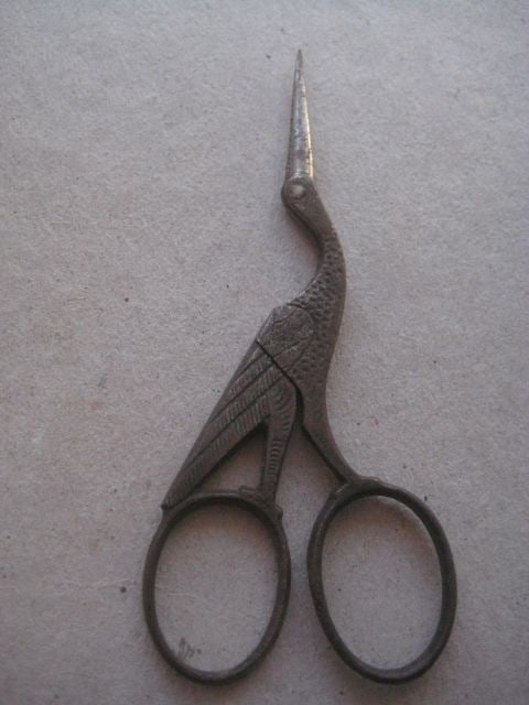 Vintage Stork Pair of Scissors`: Title: Vintage Stork Pair of Scissors` Description: Vintage Pair of Stork Scissors. Length open is 4 Inches. Condition: Good. 