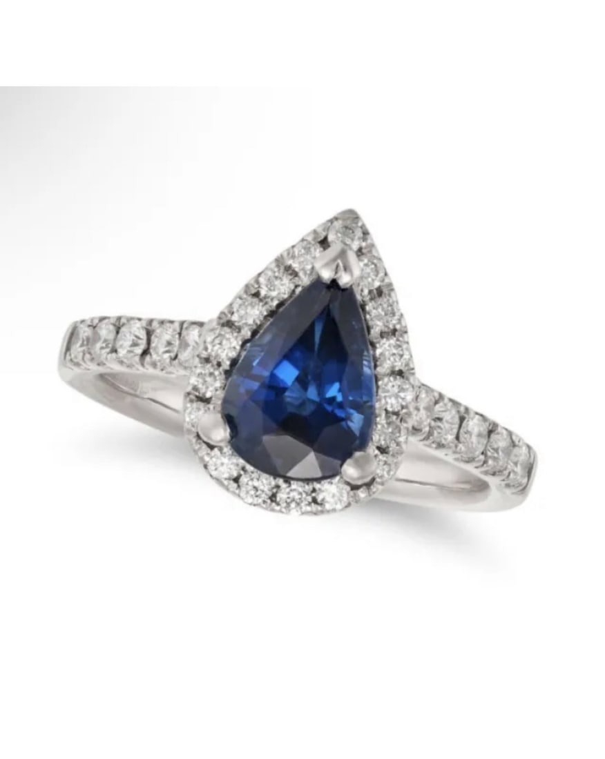 Platinum Sapphire and Diamond Ring - 2