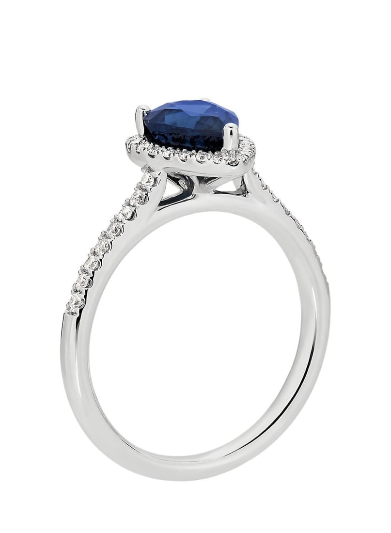 Platinum Sapphire and Diamond Ring - 3