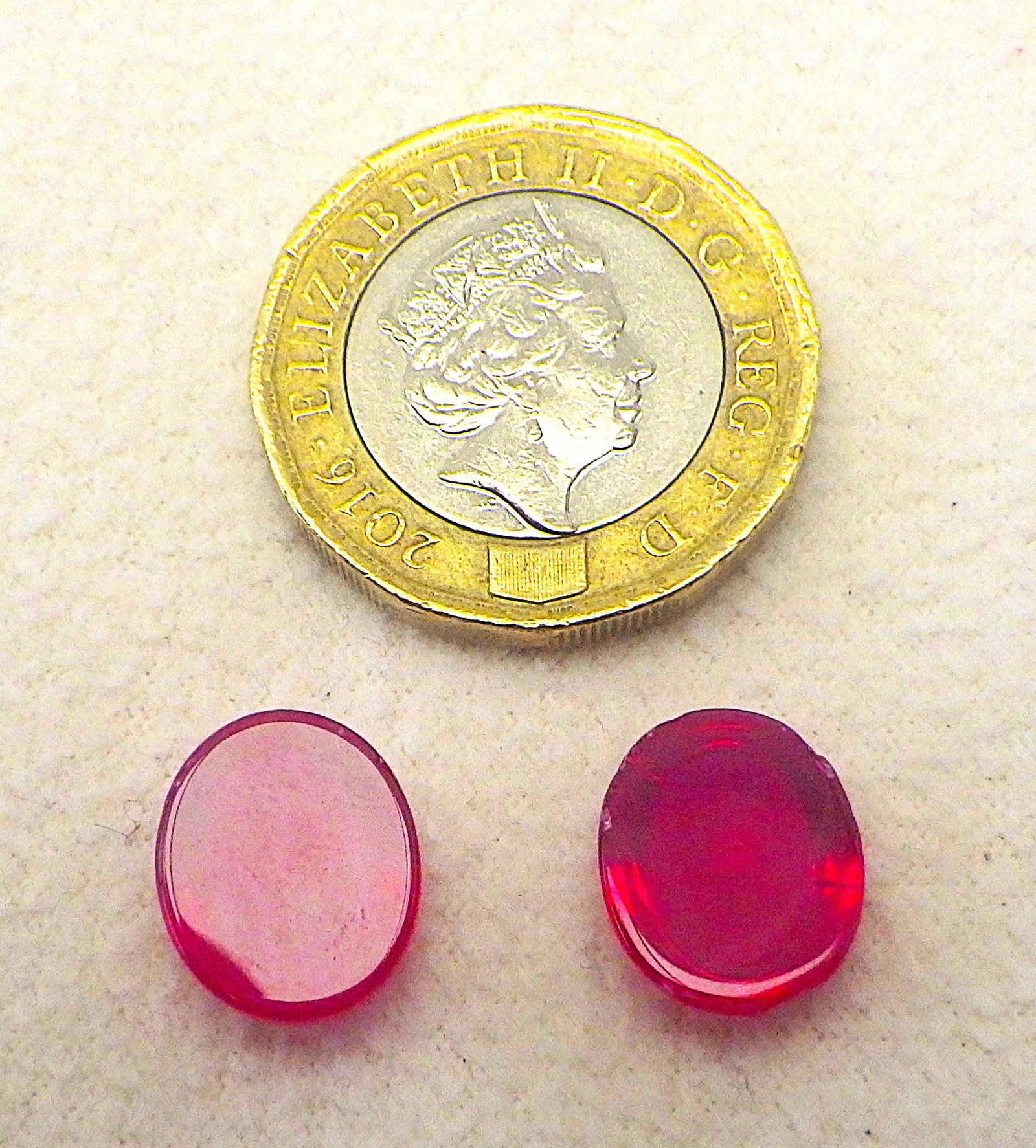 Two six ray star ruby cabochons - 2