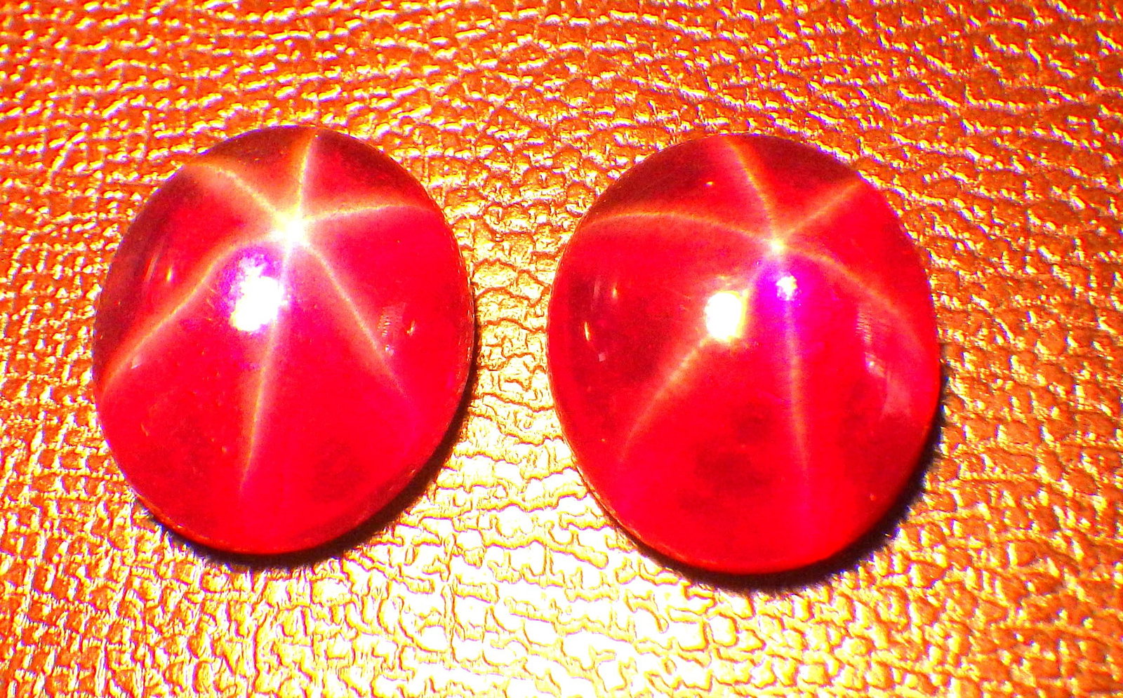 Two six ray star ruby cabochons - 4