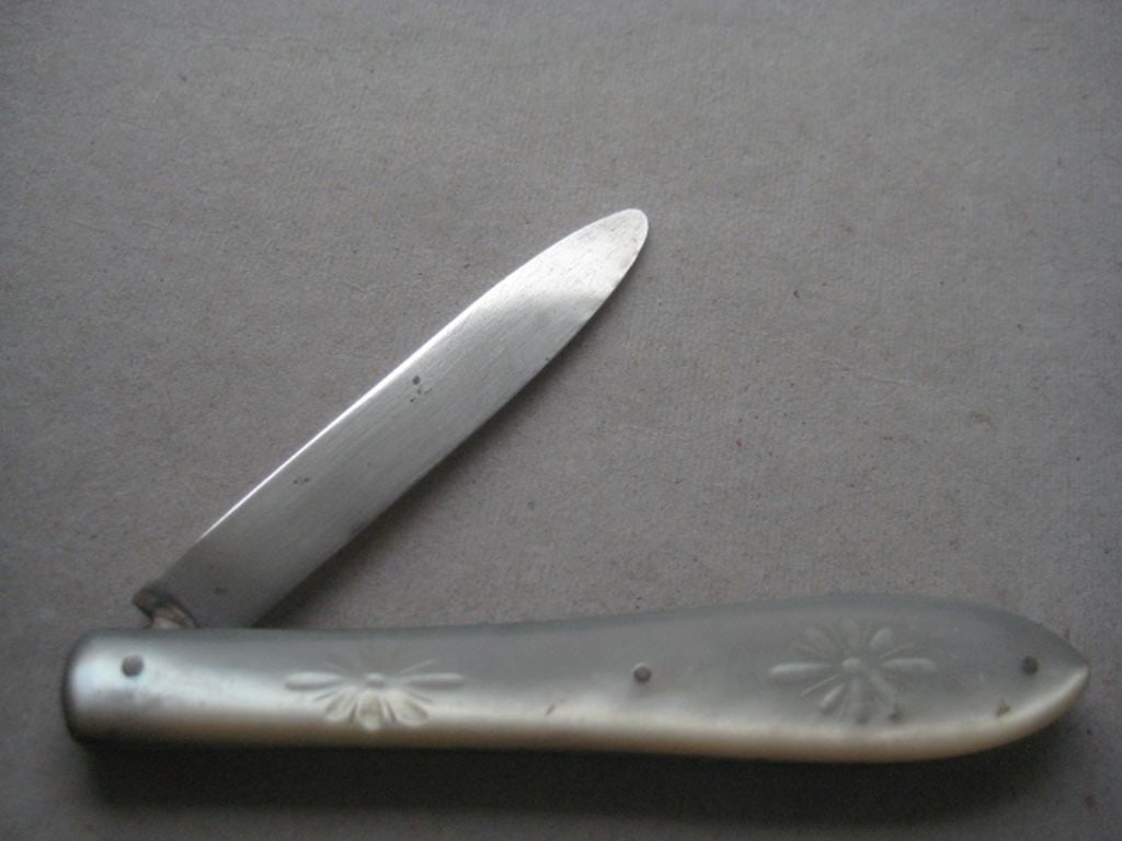 Victorian Mother of Pearl Hafted Silver Bladed Folding Fruit Knife - 2