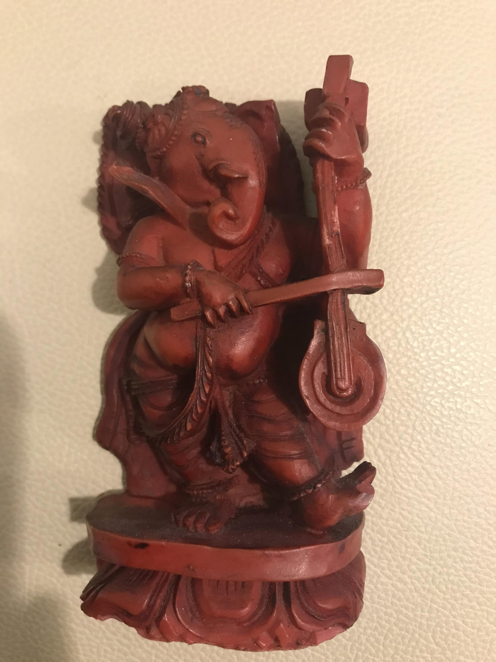 Vintage Lord Ganesha Coral Statue: Title: Vintage Lord Ganesha Coral Statue Description: 5” x 2.5” Purchased over 20 years ago. Very nice coral statue of Lord Ganesha playing musical instrument. Some damage to the toe and