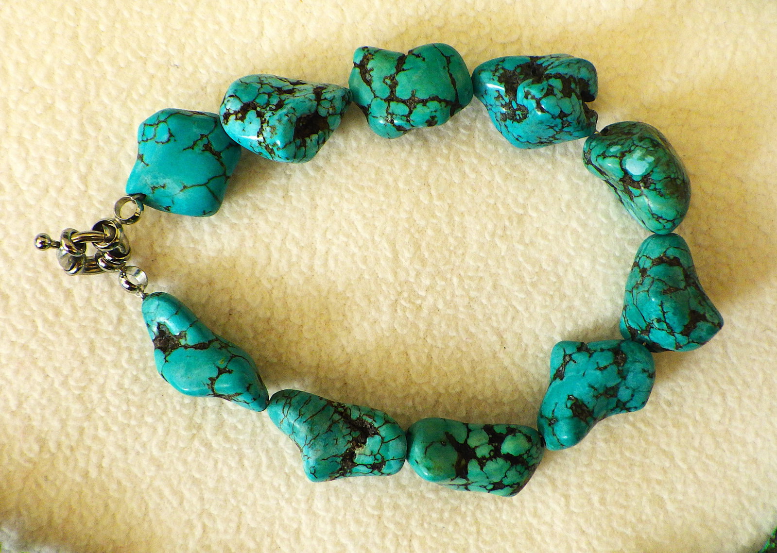 Turquoise nuggets necklace & earrings set - 6