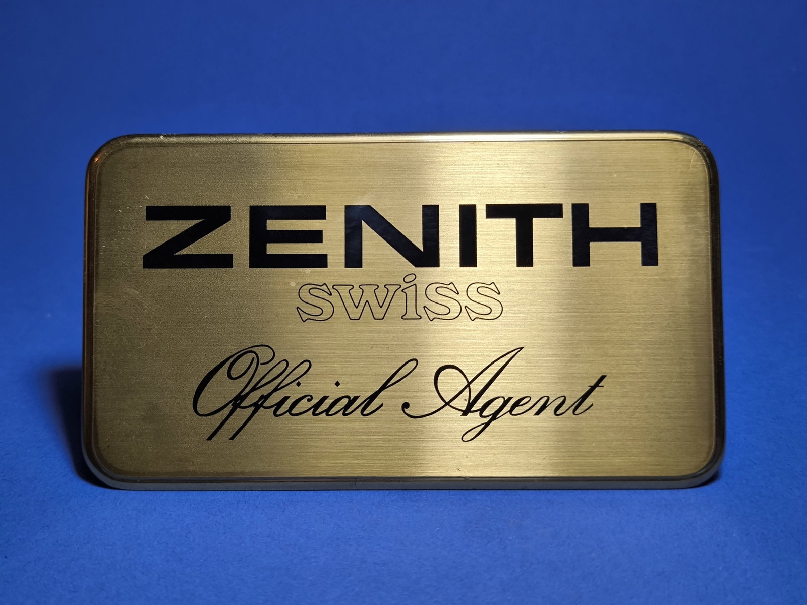 ZENITH ULTRA RARE VINTAGE DEALER DISPLAY PLAQUE METAL AND BRASS - 70'S SWISS - 3