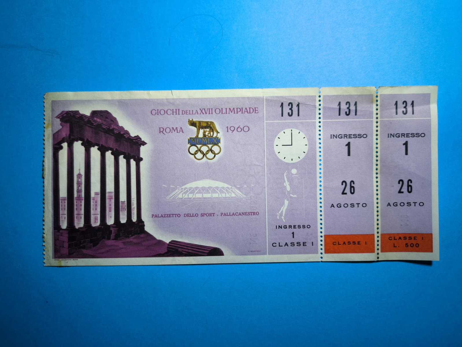 Rare Full Ticket of Olympic Game 1960 Roma: Title: Rare Full Ticket of Olympic Game 1960 Roma Description: Rare Full Ticket of Olympic Game 1960 Roma Estimate: 500 $ - 3000$ All our items are carefully packaged and shippe