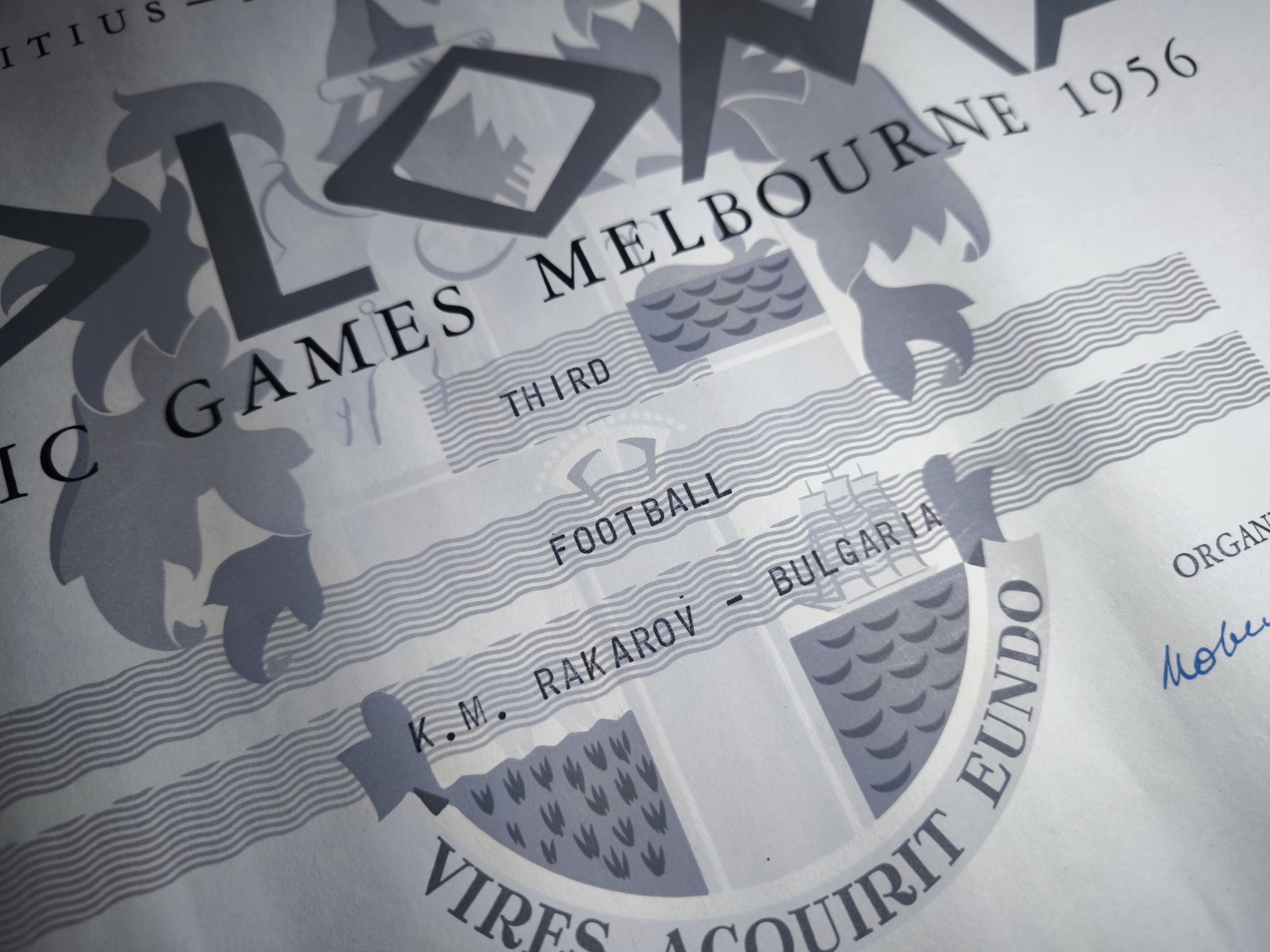 Rare Diploma From Olympic Game Games Melbourne 1956 Football - 2