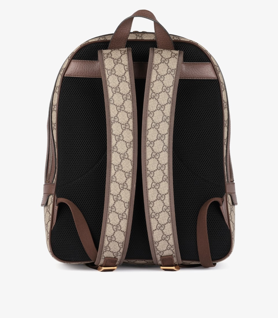 Gucci Beige GG Supreme Coated Canvas & Brown Pigskin Leather Web Ophidia Backpack - 6