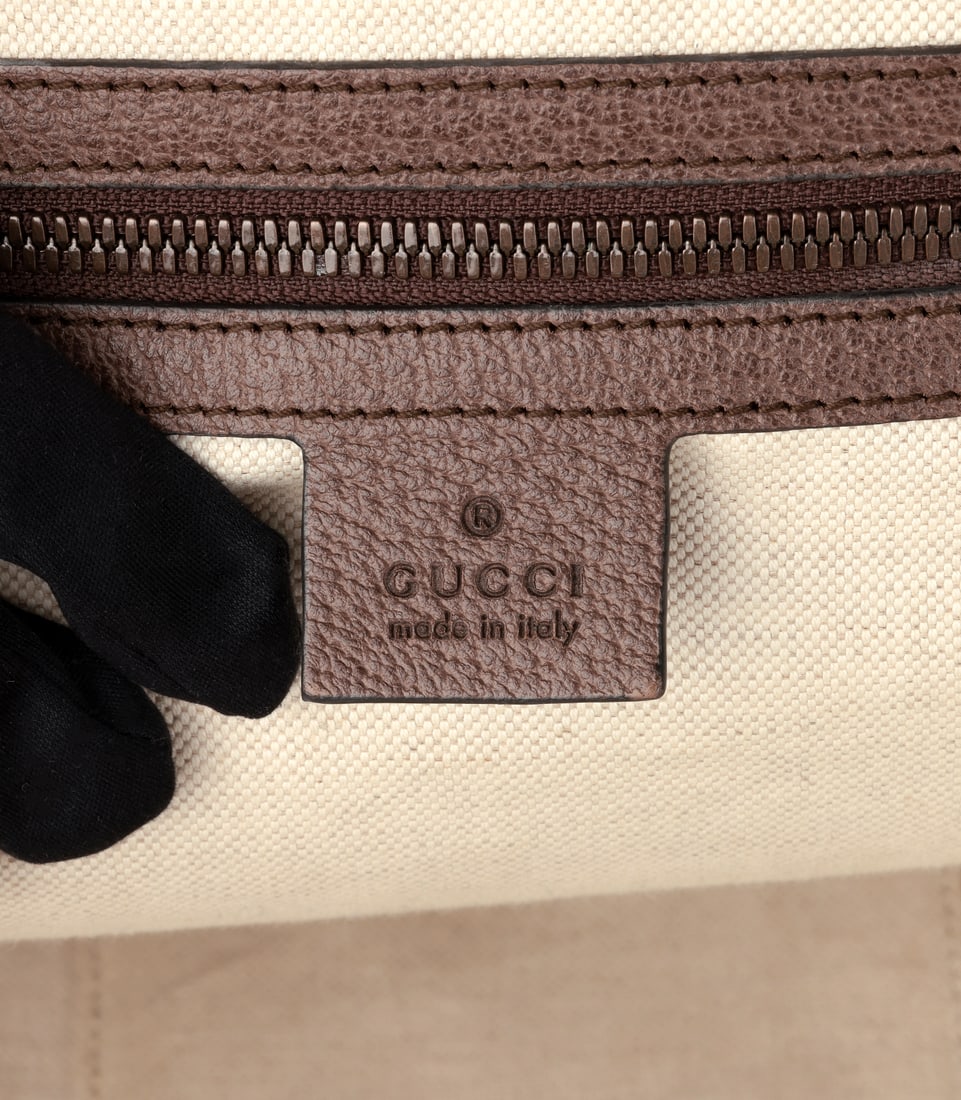 Gucci Beige GG Supreme Coated Canvas & Brown Pigskin Leather Web Ophidia Backpack - 8