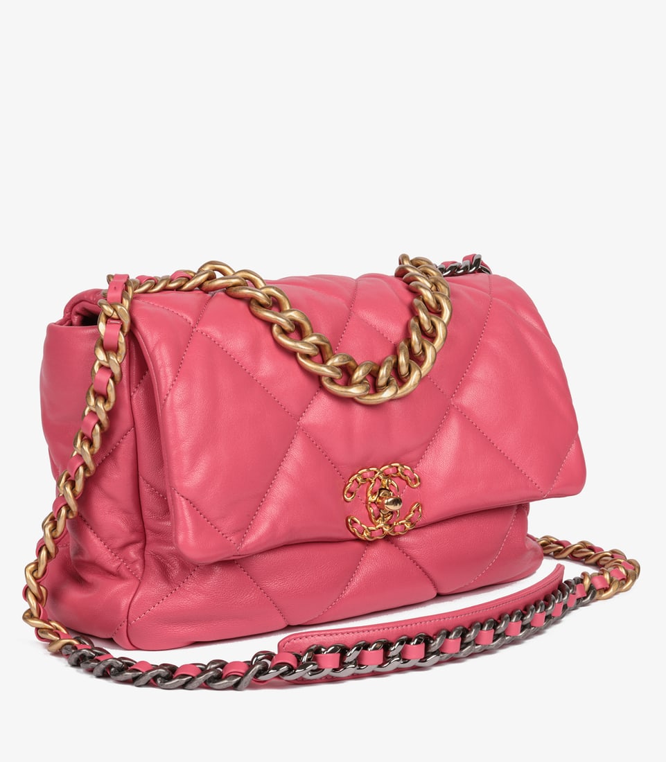 Chanel Pink Quilted Lambskin Large 19 Flap Bag - 3