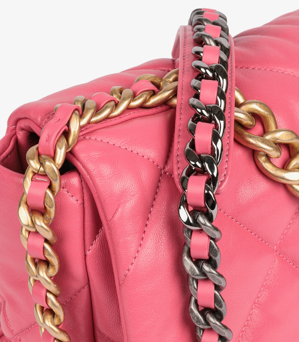Chanel Pink Quilted Lambskin Large 19 Flap Bag - 9