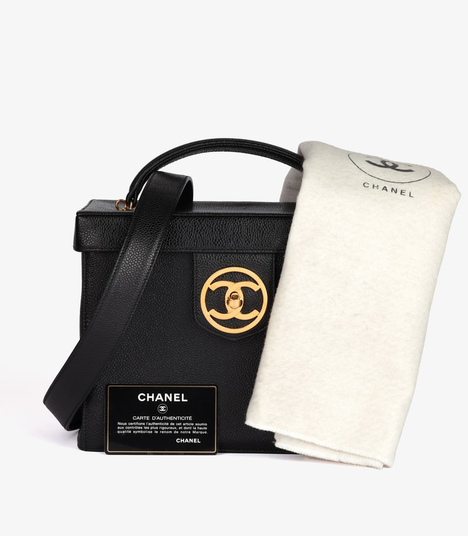 Chanel Black Caviar Leather Vintage Classic Vanity Shoulder Bag - 12