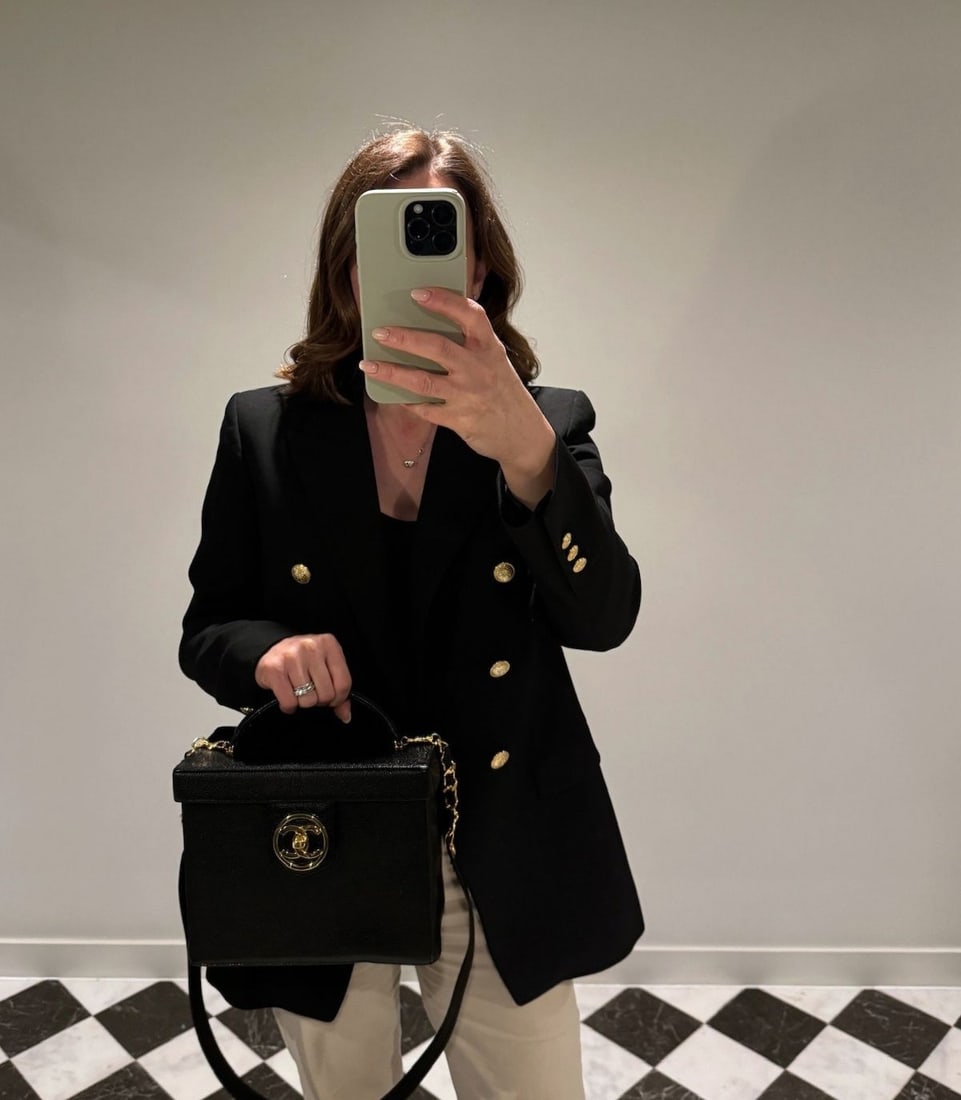 Chanel Black Caviar Leather Vintage Classic Vanity Shoulder Bag - 2