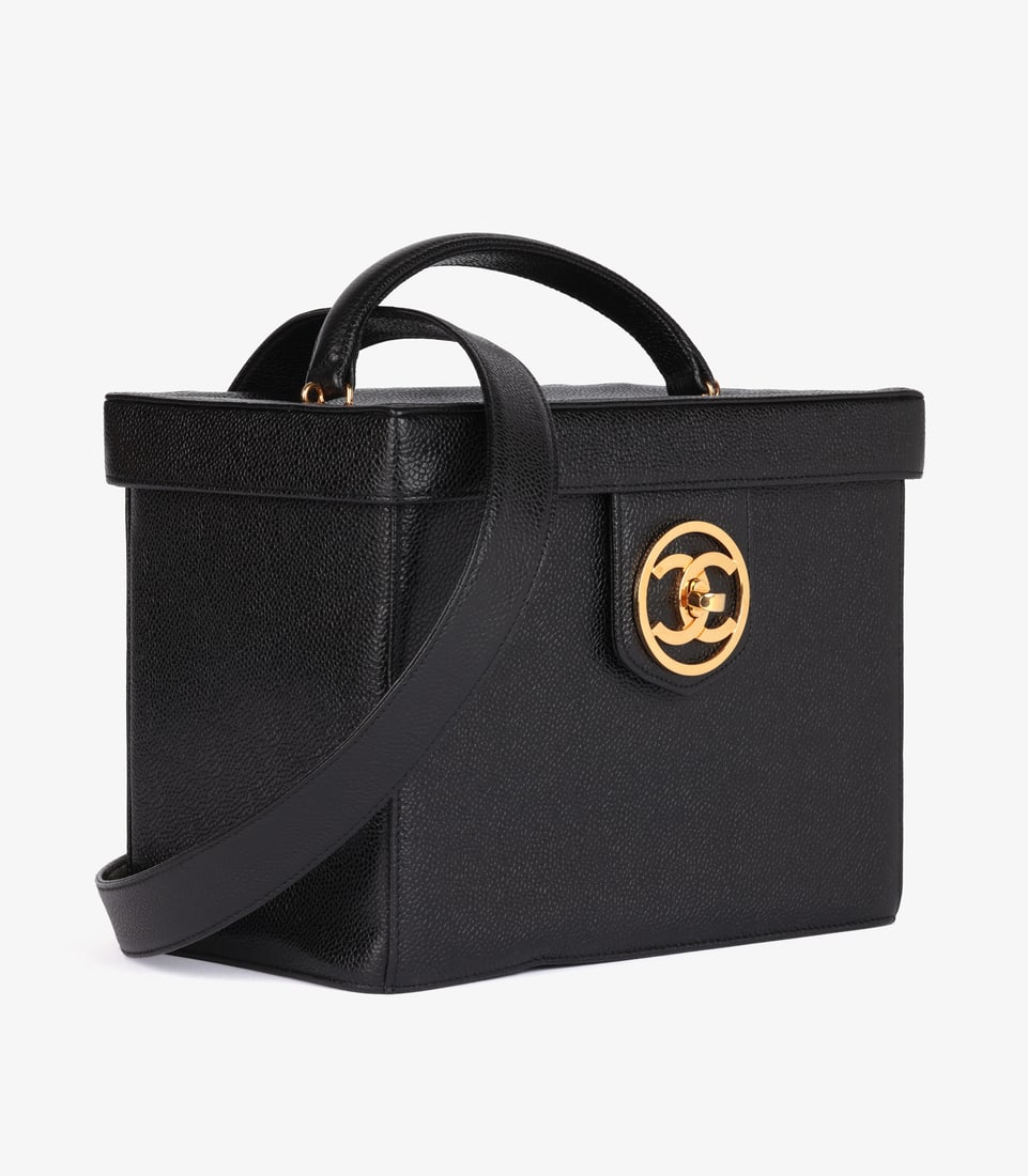 Chanel Black Caviar Leather Vintage Classic Vanity Shoulder Bag - 3
