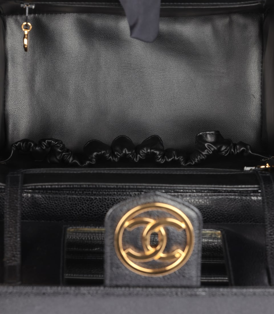 Chanel Black Caviar Leather Vintage Classic Vanity Shoulder Bag - 9