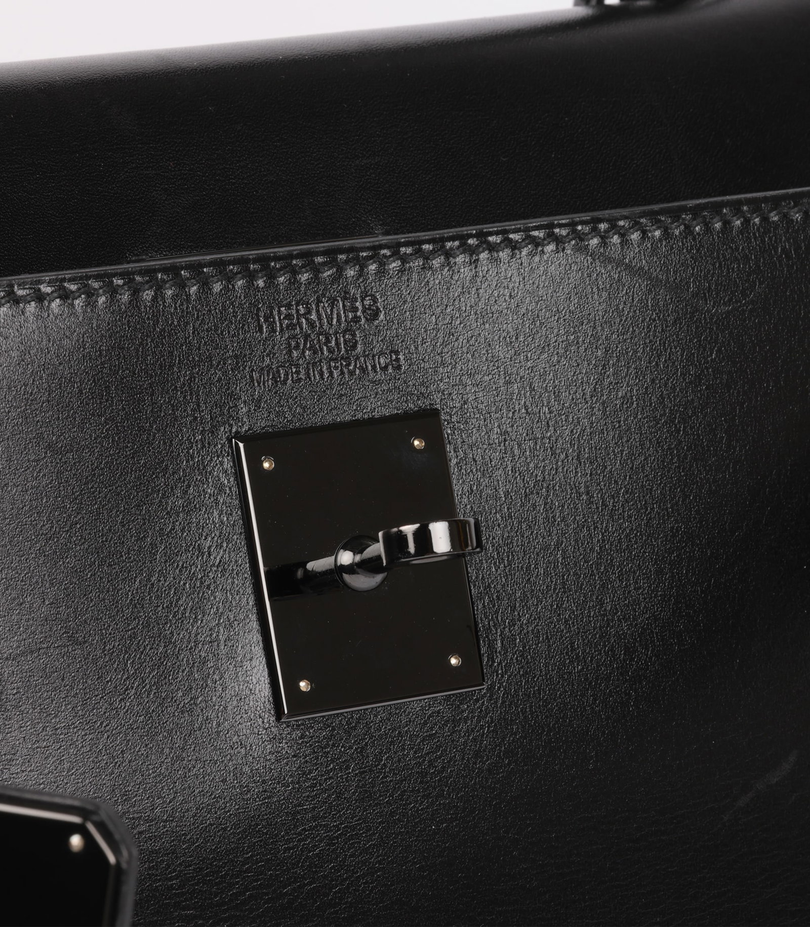 Hermès Black Box Calf Leather SO Black Kelly 35cm Retourne Handbag - 8