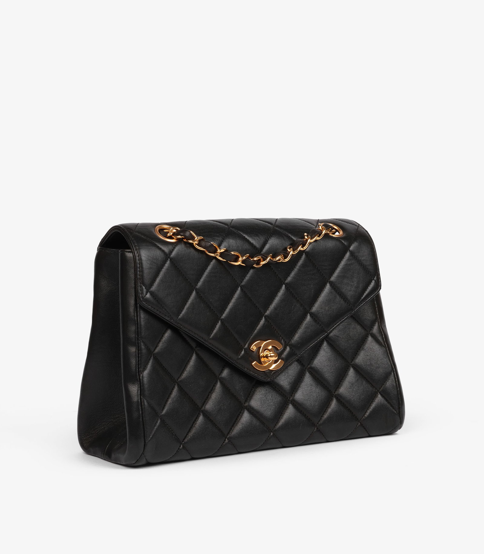 Chanel Black Quilted Lambskin Vintage Medium Envelope Classic Single Flap Bag - 3