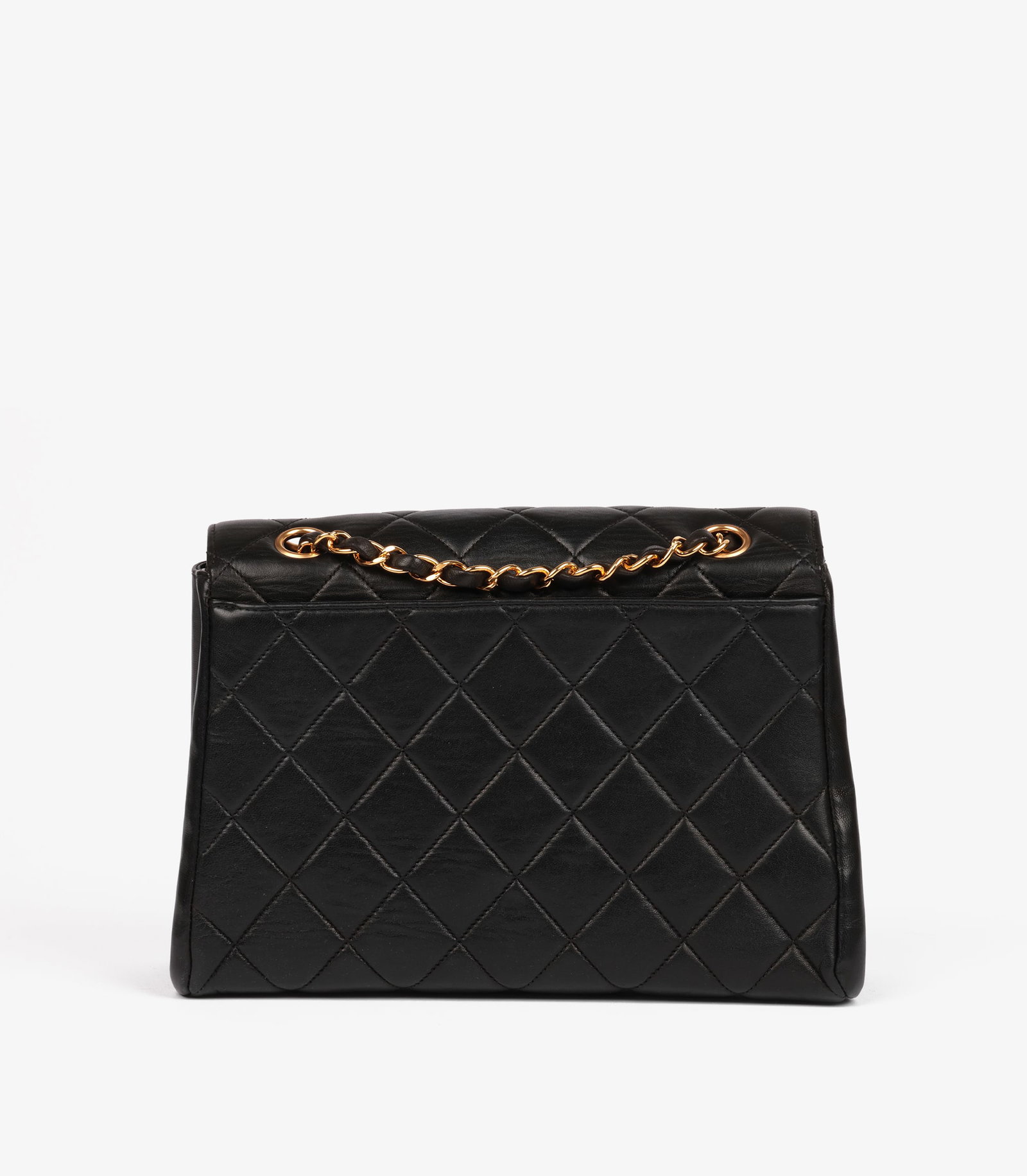 Chanel Black Quilted Lambskin Vintage Medium Envelope Classic Single Flap Bag - 5
