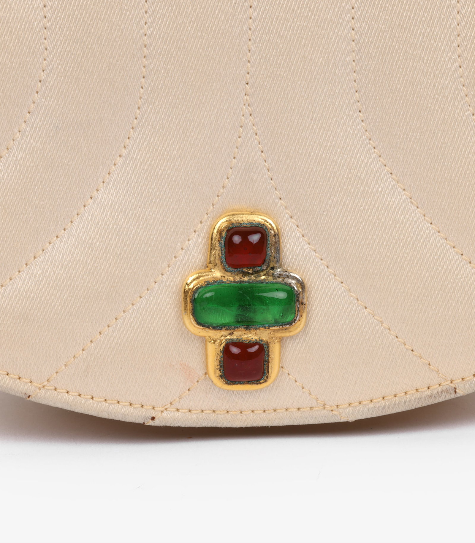 Chanel Beige Quilted Satin Vintage Bijoux Half Moon Mini Flap Bag - 10